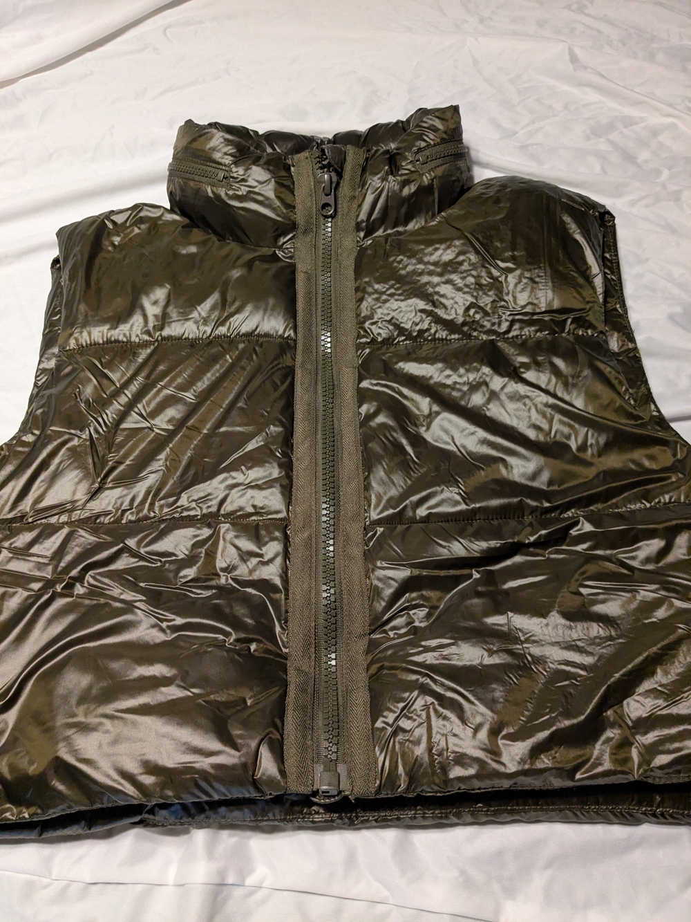 Zara Olive Green Quilted Puffer Vest